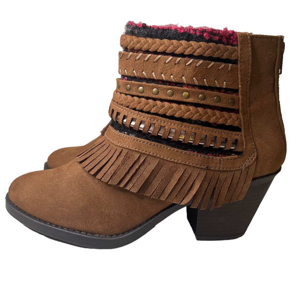 Mudd Cognac Ankle Booties| Chunky Heel Boots Women’s 9